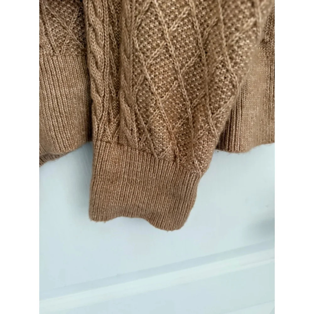 Women's Ann Taylor Brown Cable Knit Hoodie Sweater XXL